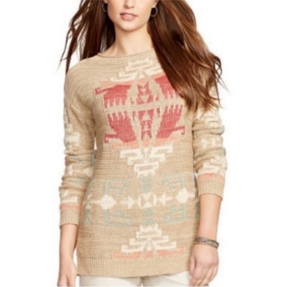 Lauren Ralph Lauren Southwestern Print Cotton / Linen Blend Sweater - PS